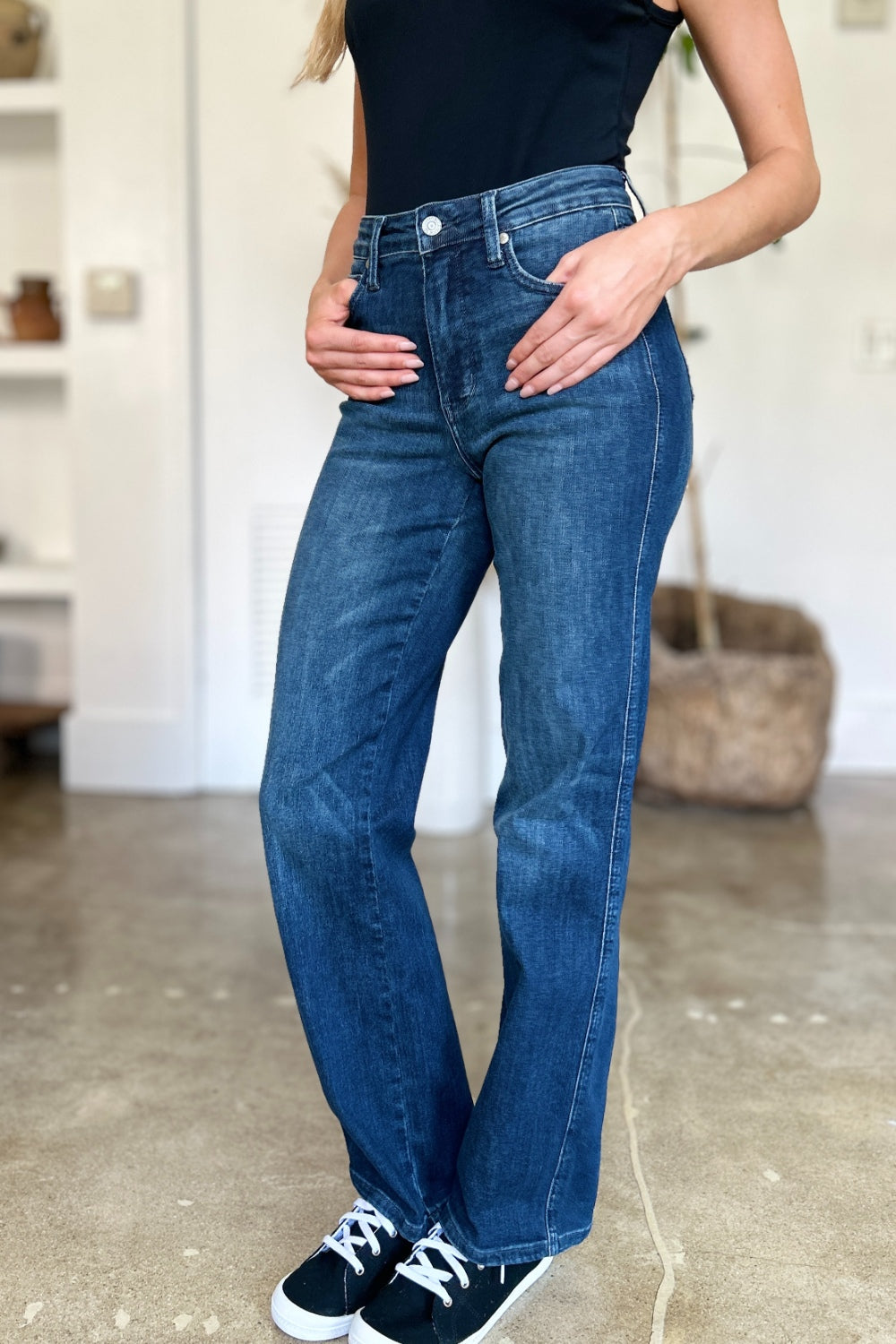 Judy Blue Full Size Tummy Control Straight Jeans-Evergreen Boutique