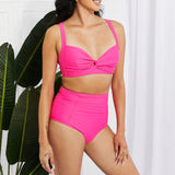 Marina West Swim Take A Dip Twist High-Rise Bikini in Pink-Evergreen Boutique