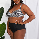 Marina West Swim Take A Dip Twist High-Rise Bikini in Leopard-Evergreen Boutique