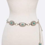 Oval Turquoise Concho Chain Belt - Evergreen Boutique