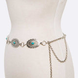 Oval Turquoise Concho Chain Belt - Evergreen Boutique