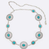 Turquoise Western Chain Belt - Evergreen Boutique