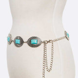 Turquoise Station Link Western Chain Belt - Evergreen Boutique