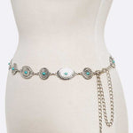 Turquoise Western Designed Fashion Chain Belt - Evergreen Boutique