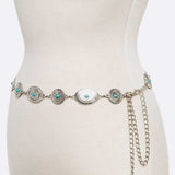 Turquoise Western Designed Fashion Chain Belt - Evergreen Boutique