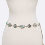 Turquoise Western Designed Fashion Chain Belt - Evergreen Boutique