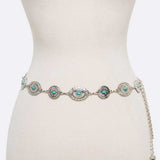 Turquoise Western Designed Fashion Chain Belt - Evergreen Boutique