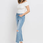 High Rise Frayed Hem Crop Straight Jeans-Evergreen Boutique