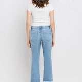 High Rise Frayed Hem Crop Straight Jeans-Evergreen Boutique