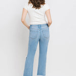 High Rise Frayed Hem Crop Straight Jeans-Evergreen Boutique