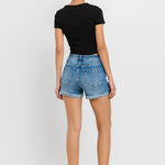 Super High Rise Button Up Mom Shorts-Evergreen Boutique