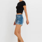 Super High Rise Button Up Mom Shorts-Evergreen Boutique