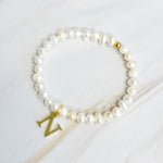 Freshwater Pearl Initial Charm Bracelet-Evergreen Boutique