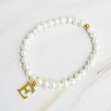 Freshwater Pearl Initial Charm Bracelet-Evergreen Boutique