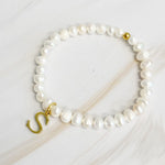 Freshwater Pearl Initial Charm Bracelet-Evergreen Boutique