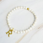 Freshwater Pearl Initial Charm Bracelet-Evergreen Boutique