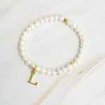 Freshwater Pearl Initial Charm Bracelet-Evergreen Boutique