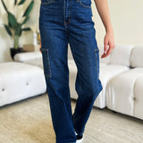 Judy Blue Full Size High Waist Straight Cargo Jeans-Evergreen Boutique