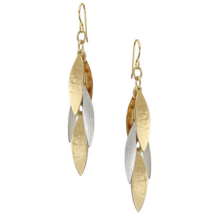 Marjorie Baer Long Layered Leaves Wire Earrings