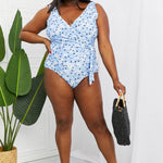 Marina West Swim Full Size Float On Ruffle Faux Wrap One-Piece in Blossom Blue-Evergreen Boutique