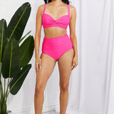 Marina West Swim Take A Dip Twist High-Rise Bikini in Pink-Evergreen Boutique