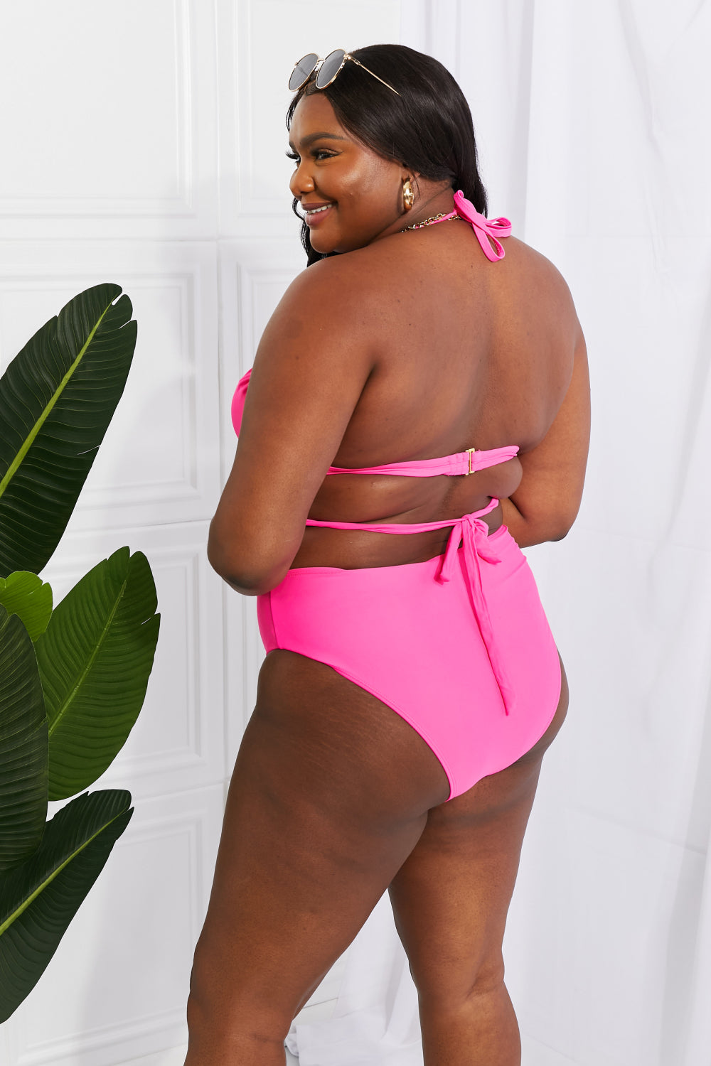 Marina West Swim Summer Splash Halter Bikini Set in Pink-Evergreen Boutique