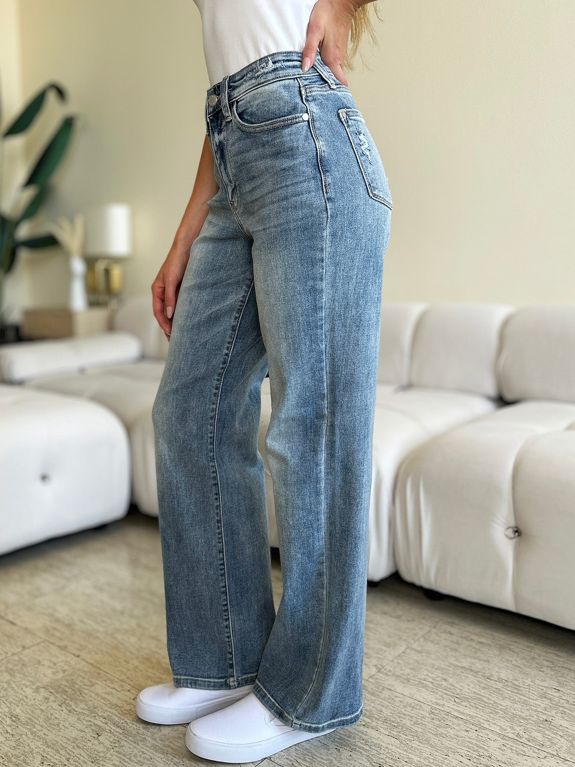 Judy Blue Full Size High Waist Straight Jeans-Evergreen Boutique