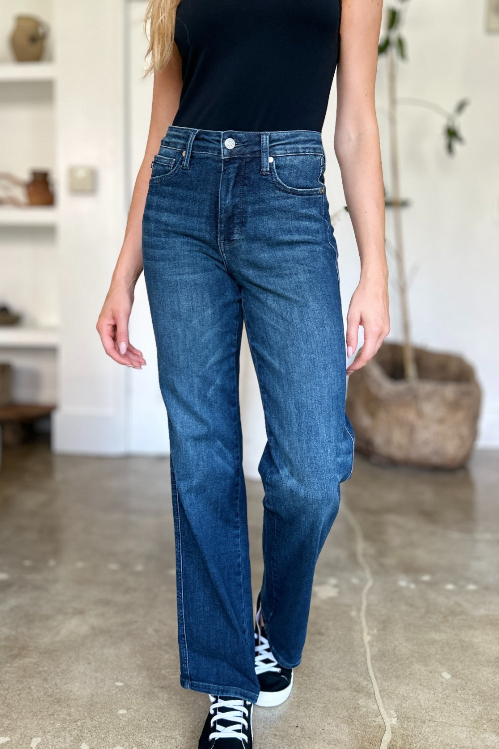 Judy Blue Full Size Tummy Control Straight Jeans-Evergreen Boutique