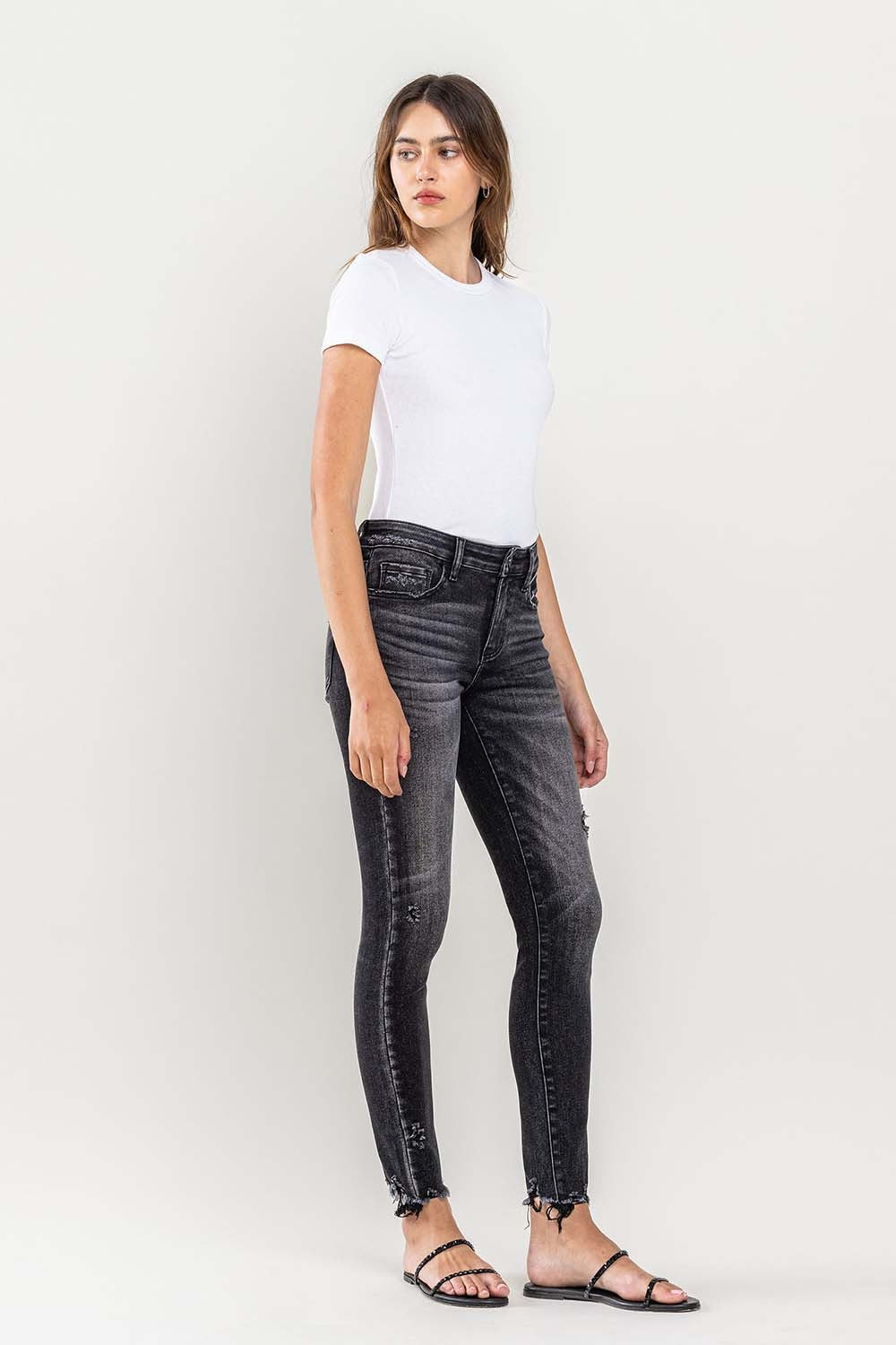 Lovervet Raw Hem Cropped Skinny Jeans-Evergreen Boutique