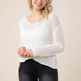 Variegated rib V neck sweater-Evergreen Boutique