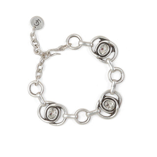 Handmade Pewter Double Loop Crystal Bracelet