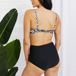 Marina West Swim Take A Dip Twist High-Rise Bikini in Leopard-Evergreen Boutique