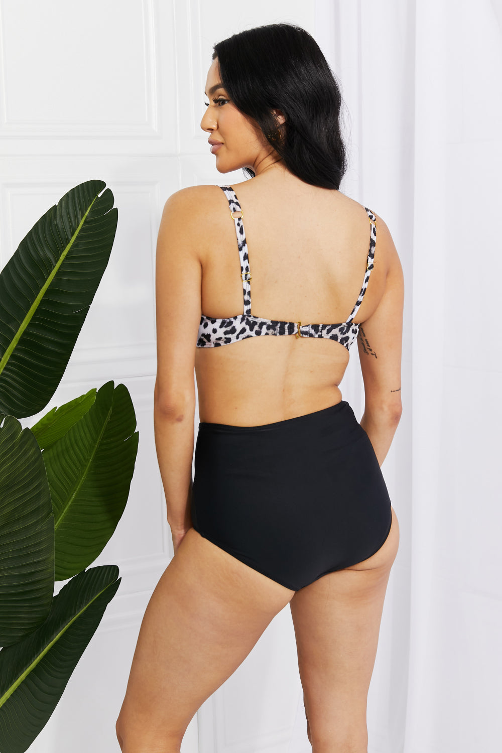 Marina West Swim Take A Dip Twist High-Rise Bikini in Leopard-Evergreen Boutique