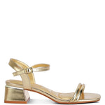 Zabou Metallic Ankle Strap Low Block Heels-Evergreen Boutique