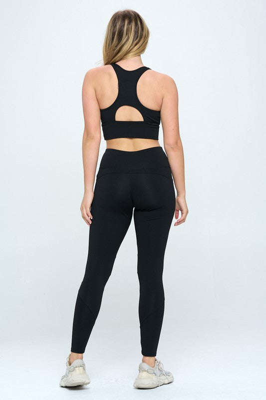 Two Piece Activewear Set with Cut-Out Detail-Evergreen Boutique