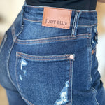 Judy Blue Full Size High Waist Rigid Magic Heavy Destroy Straight Jeans-Evergreen Boutique