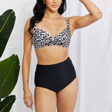 Marina West Swim Take A Dip Twist High-Rise Bikini in Leopard-Evergreen Boutique