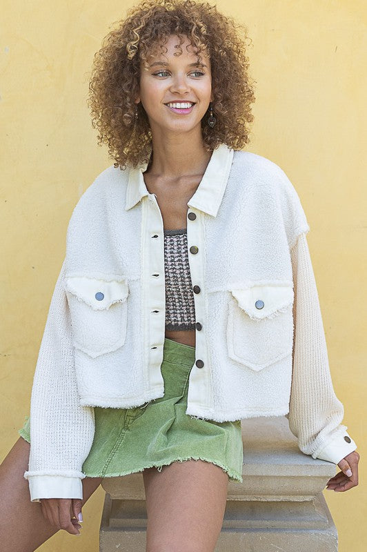 Sherpa Textured Jacket - Evergreen Boutique