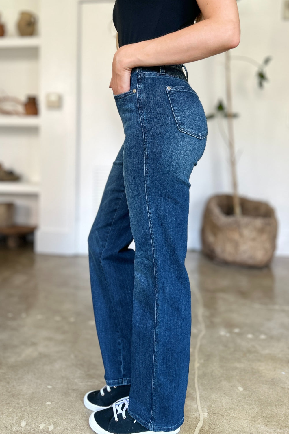 Judy Blue Full Size Tummy Control Straight Jeans-Evergreen Boutique