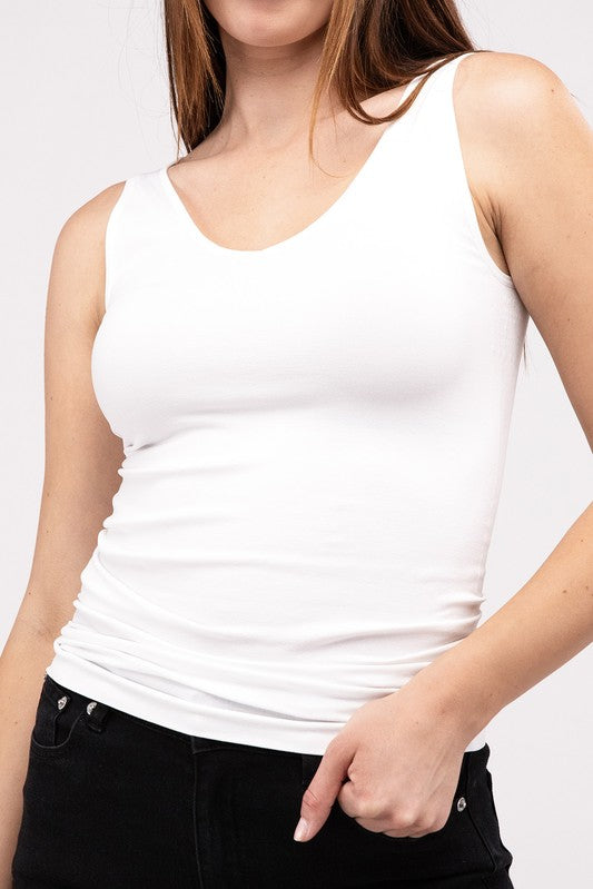 Front & Back 2-Way V-Neck Seamless Tank-Evergreen Boutique