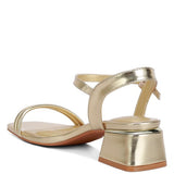 Zabou Metallic Ankle Strap Low Block Heels-Evergreen Boutique