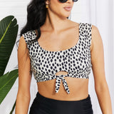 Marina West Swim Sanibel Crop Swim Top and Ruched Bottoms Set in Black-Evergreen Boutique