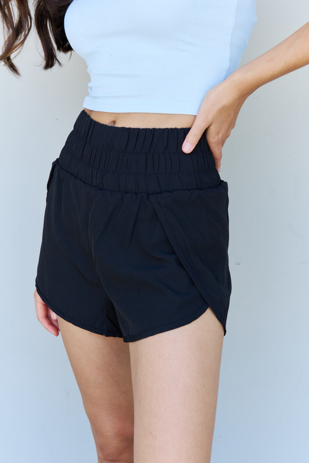 Ninexis Stay Active High Waistband Active Shorts in Black-Evergreen Boutique