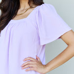 Ninexis Keep Me Close Square Neck Short Sleeve Blouse in Lavender-Evergreen Boutique