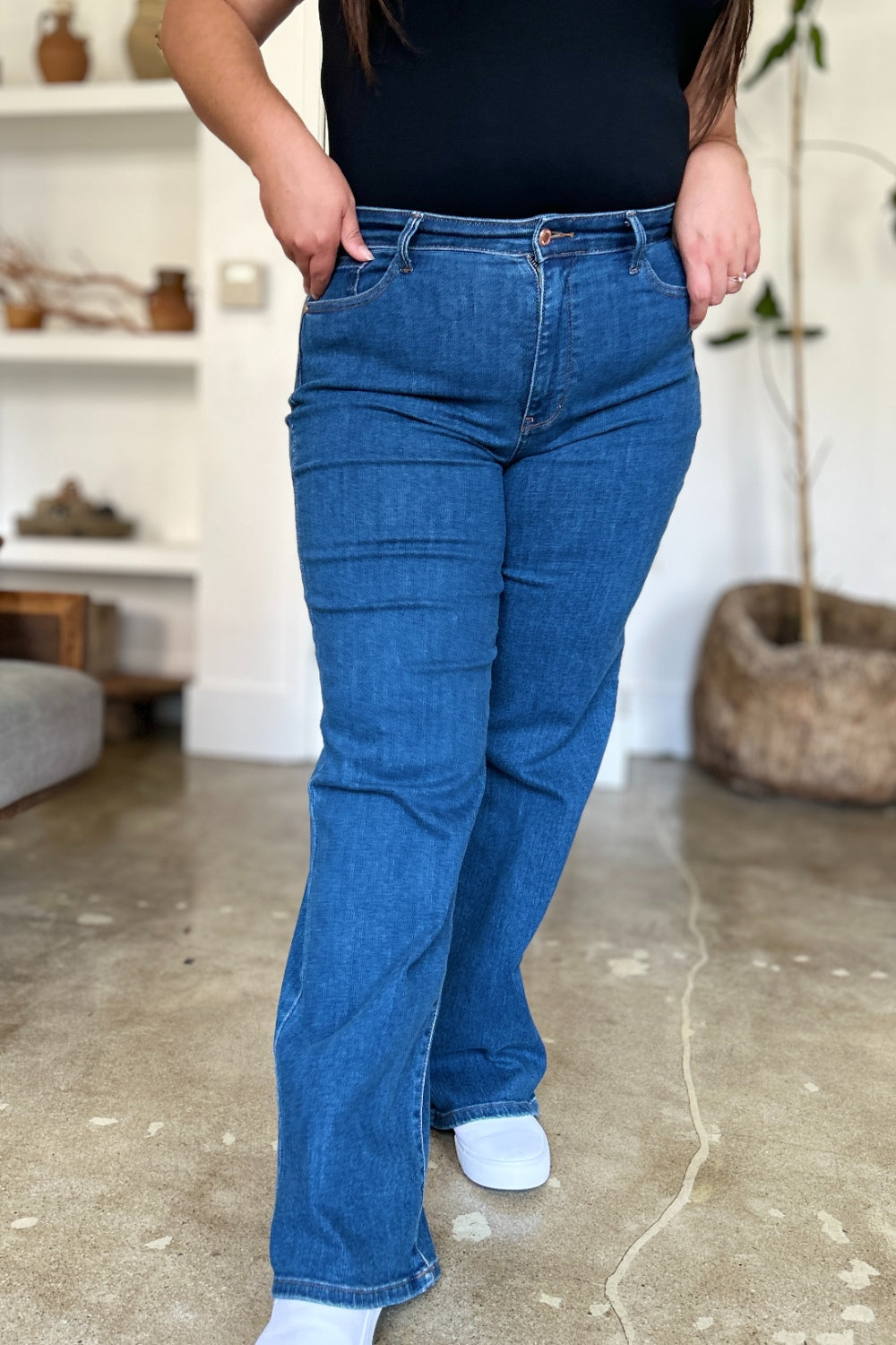 Judy Blue Full Size High Rise Straight Jeans - Evergreen Boutique