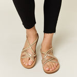 Forever Link Rhinestone Crisscross Flat Sandals-Evergreen Boutique