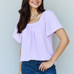 Ninexis Keep Me Close Square Neck Short Sleeve Blouse in Lavender-Evergreen Boutique