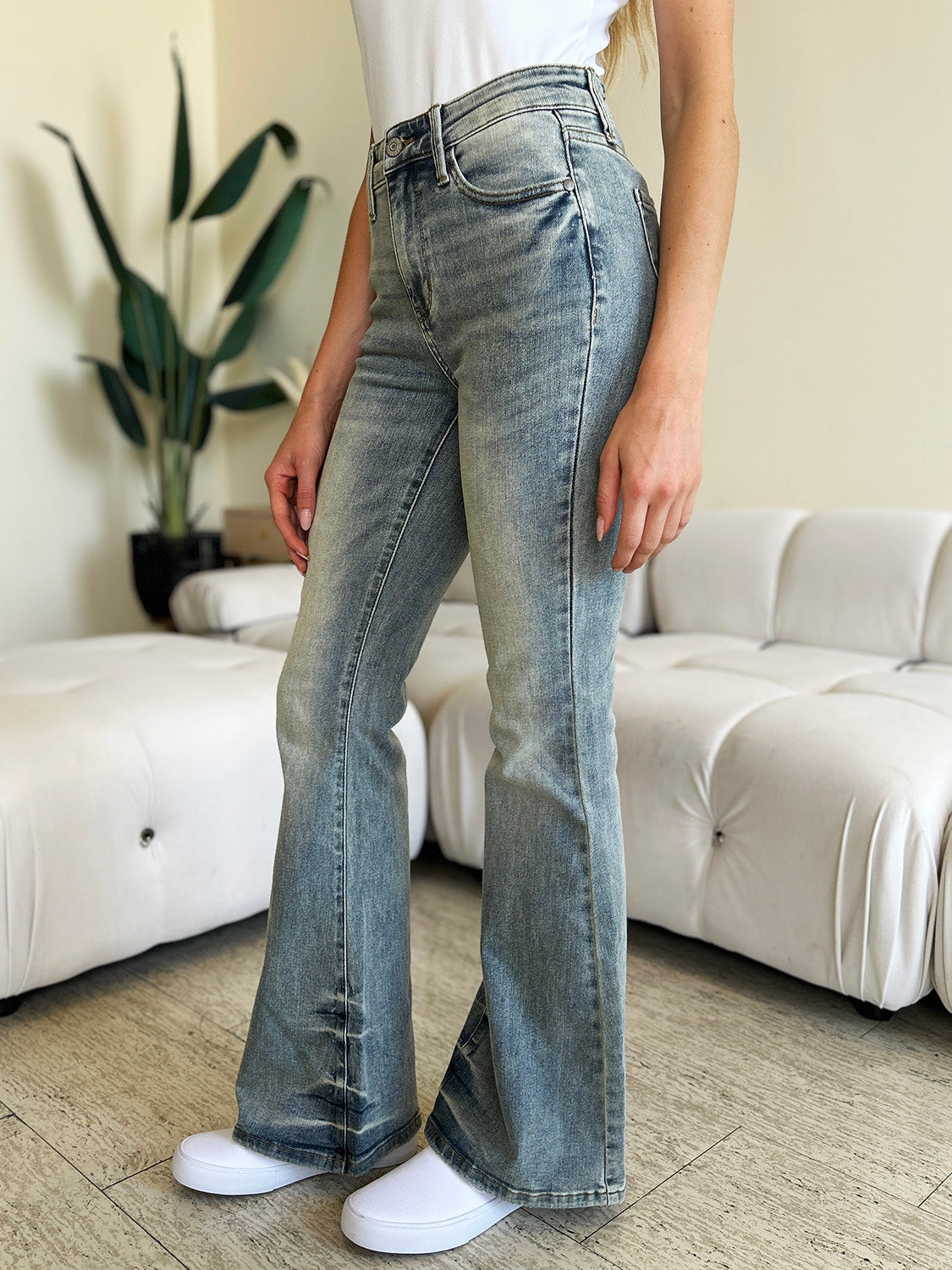 Judy Blue Full Size High Waist Flare Jeans-Evergreen Boutique