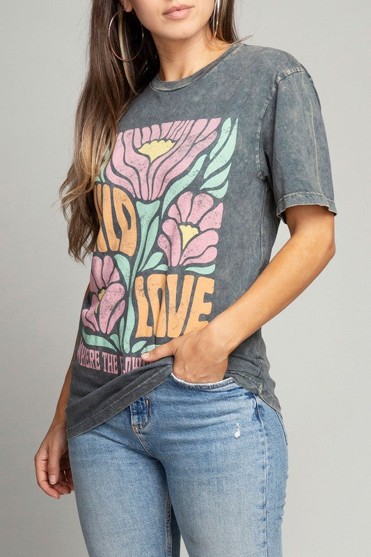 Wild Love Where The Flowers Bloom Graphic Top-Evergreen Boutique