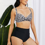 Marina West Swim Take A Dip Twist High-Rise Bikini in Leopard-Evergreen Boutique